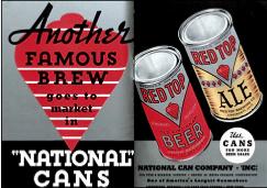 September and October 1935: National runs ads through the end of the year, touting breweries who have signed on to use their flat cop can.